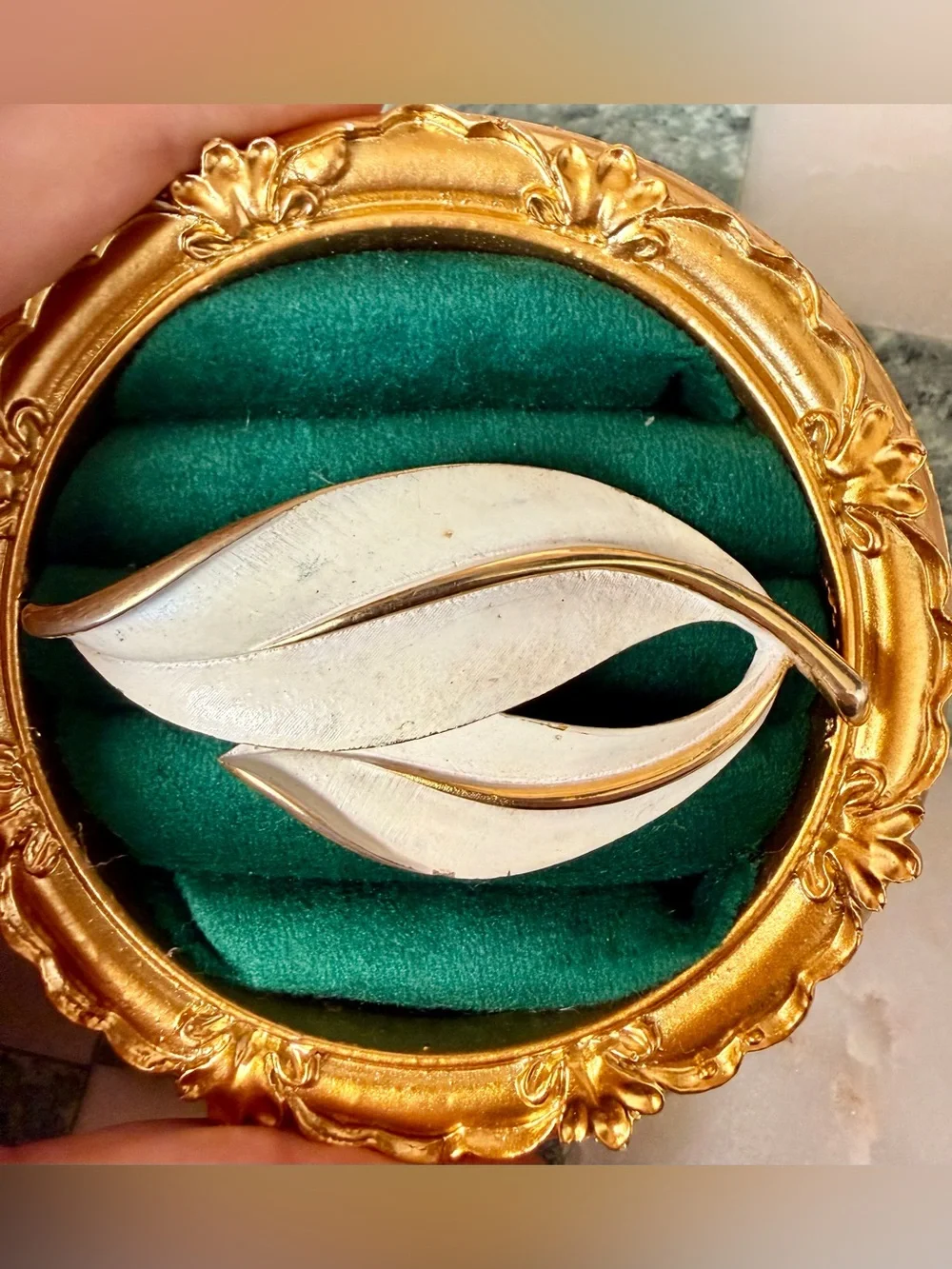 Sarah Coventry Silver and Gold Leaf Brooch